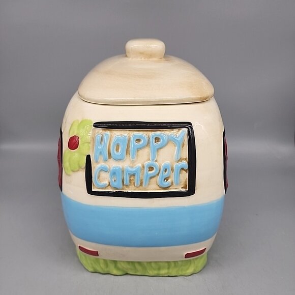Kellie Montana Cookie Jar Camper Trailer Retro Design White Blue White - Picture 3 of 9
